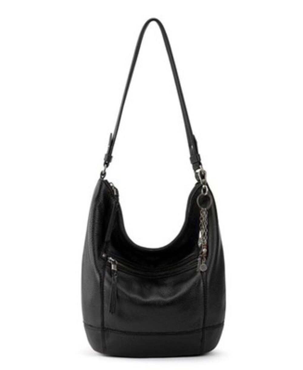 The Sak Sequoia Cow Hide Leather Hobo Bag Women's OS Black Detachable Keychain